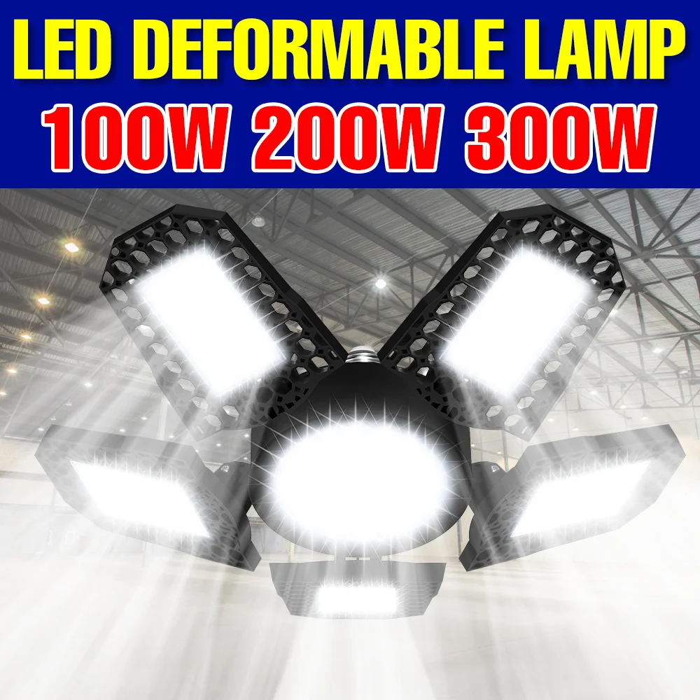 

Светодиодная лампа E27/E26, лампа для гаража, 220 В переменного тока, складные деформируемые лампы High Bay, 110 В, прожектор для домашней парковки, мастерской, подвала