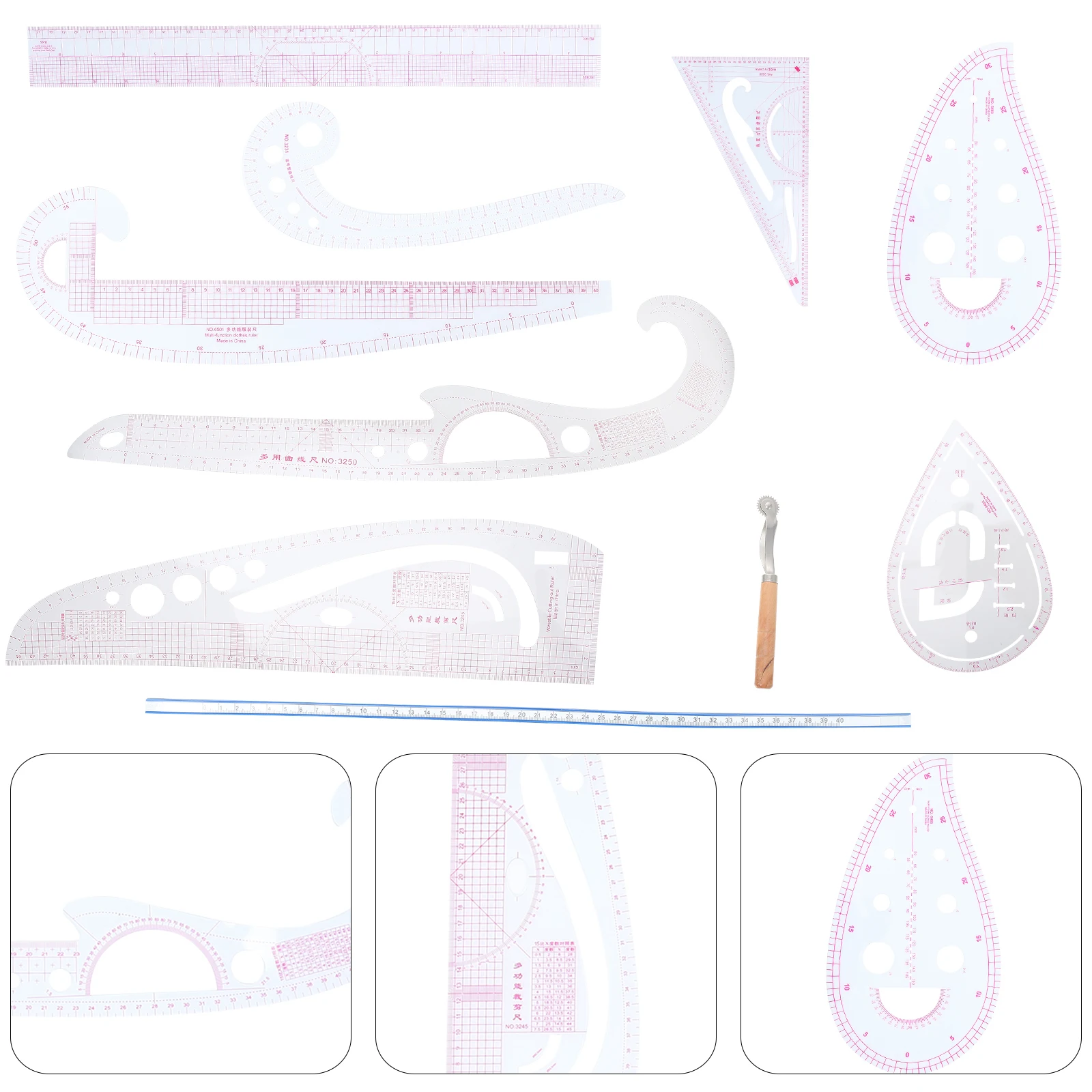 Cutting Ruler Combination Sewing Templates for Clothes Fabric Fashion Design Curve Patchwork Pvc Quilters Tailor