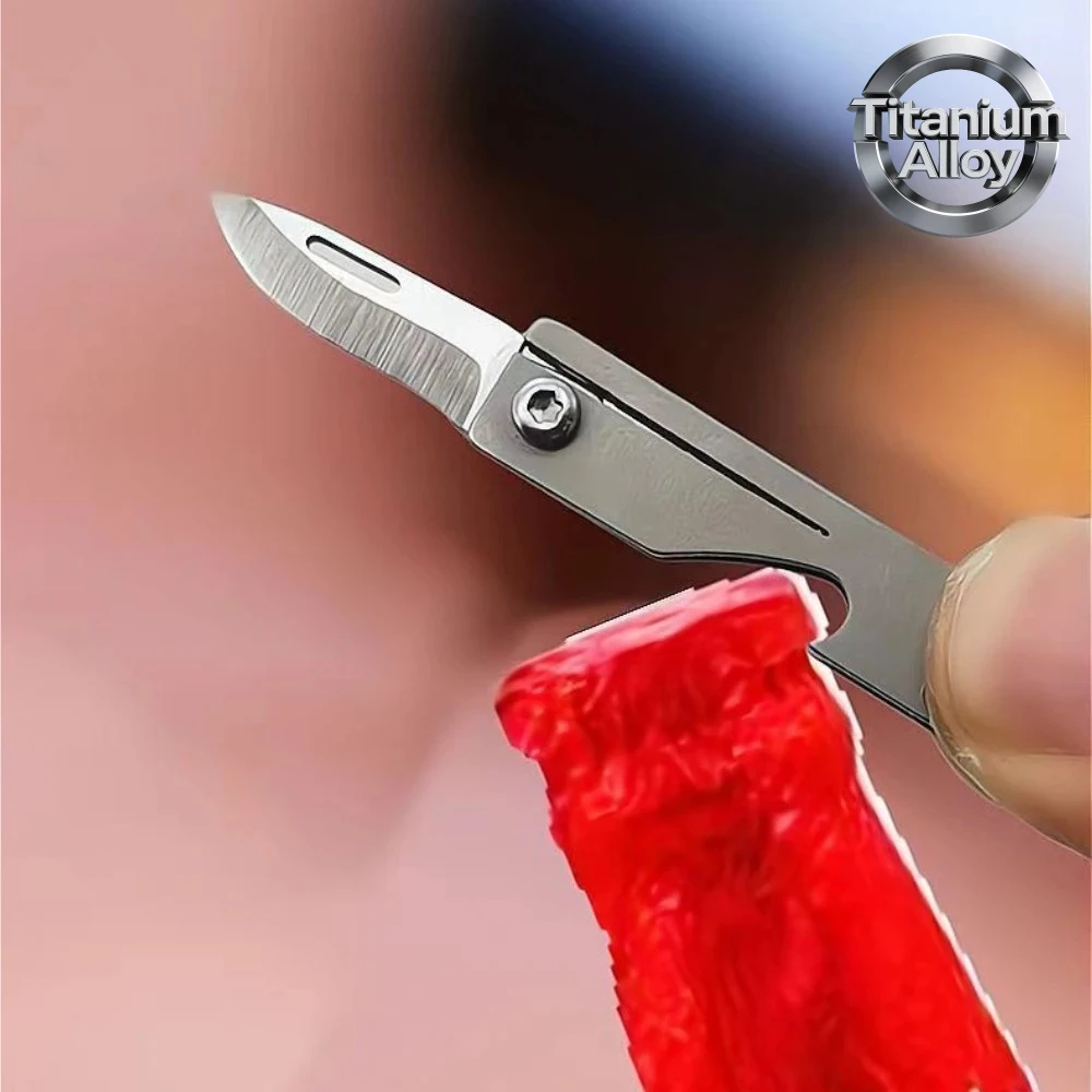 Hot selling new product mini titanium alloy pocket knife keychain pendant sharp folding express knife unboxing