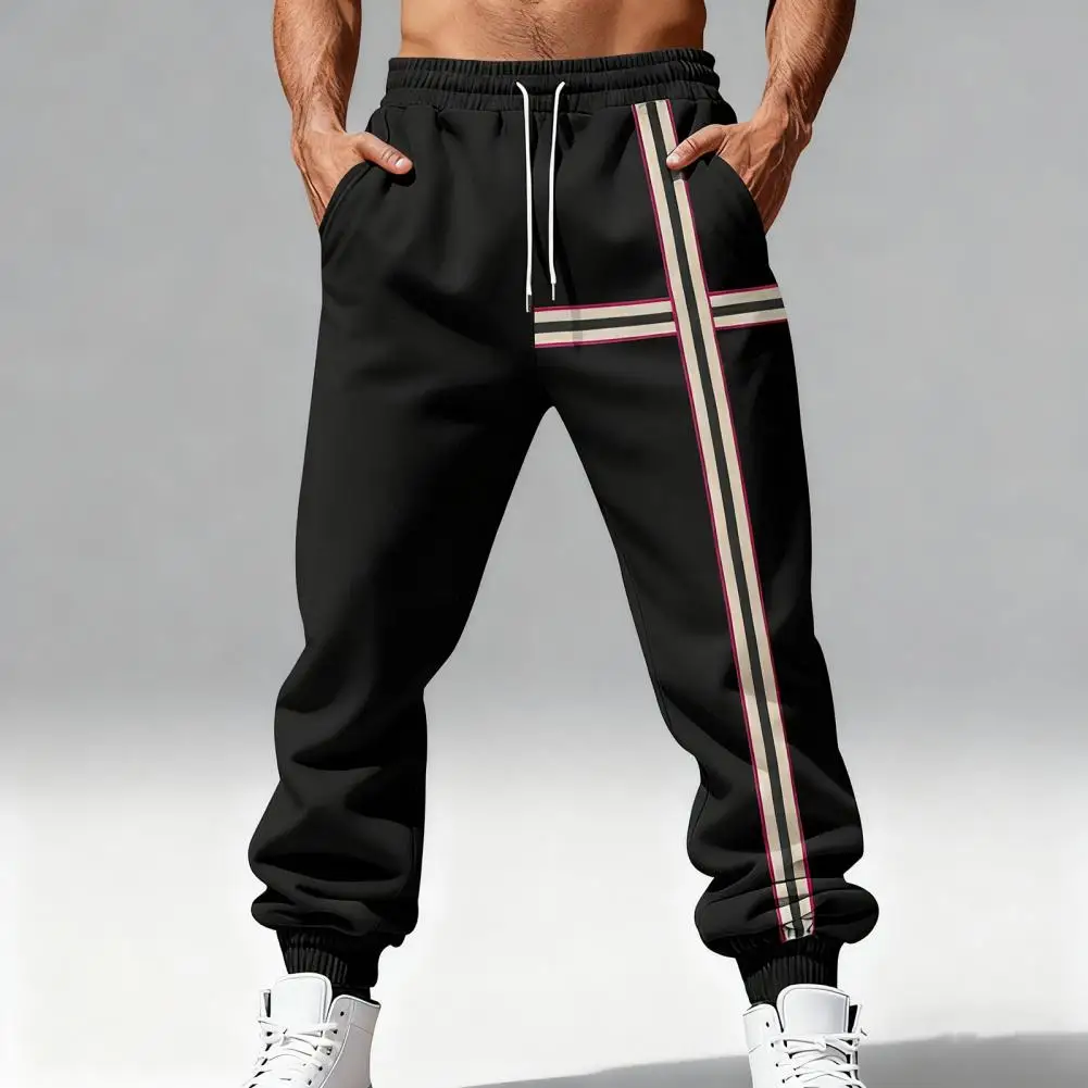 

Men Pants Men's Mid-rise Sweatpants with Adjustable Drawstring Reinforced Pockets Joggers Velvet-lined Sport Pants for Wear Men