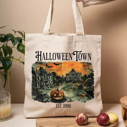 Halloweentown autunno stampa Tote Bags zucca Halloween Spooky Season Ladies Shopping HandBags Vintage Halloween Fashion Womens Bag