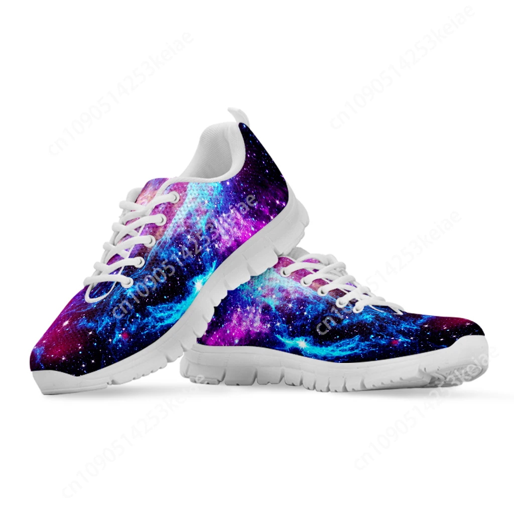 Custom Pretty Galaxy 3D Printed Women Mesh Sneaker Light Comfortable Femme Flat Shoe Breathable Air Walk Footwear Lace up