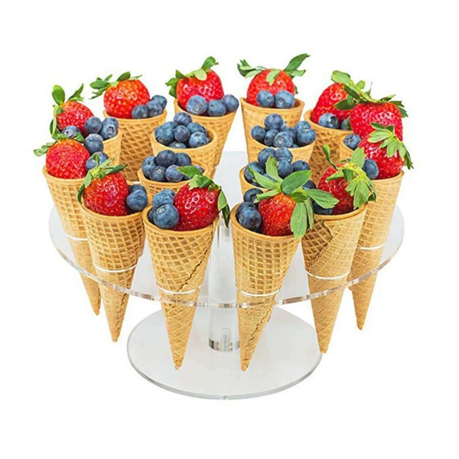 16/24 Holes Round Acrylic Multi-Purpose Acrylic Display Stand, Ice Cream Cone Holder Desktop Storage Rack