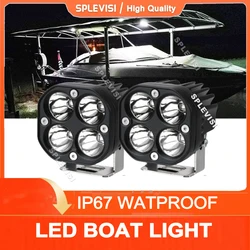 2x Pontoon Boat Docking Headlights, Marine Led Light for Yachts Kayak Bass Jon Fishing Boat Spreader Light, T-top, Deck Dock