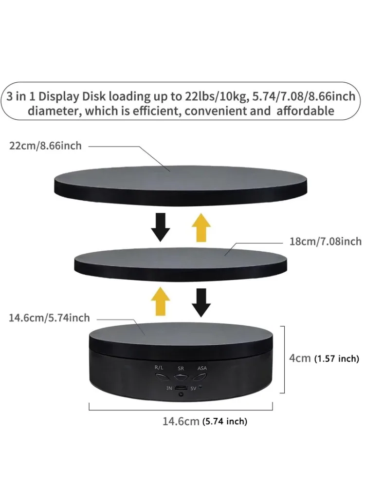 Elektrische Roterende Visualizer 360 ° Draaitafel 3 Snelheden Regulatie Usb Lading Display Stand Voor Video Shooting Prop Sieraden Schoenen - afbeelding 2