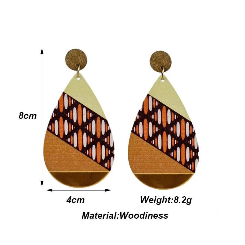 Mode Vintage bemalt große Holz Ohrringe ethnische übertriebene Muster geometrische Aussage Tropfen Ohrringe Urlaub Party Schmuck – Detail 36