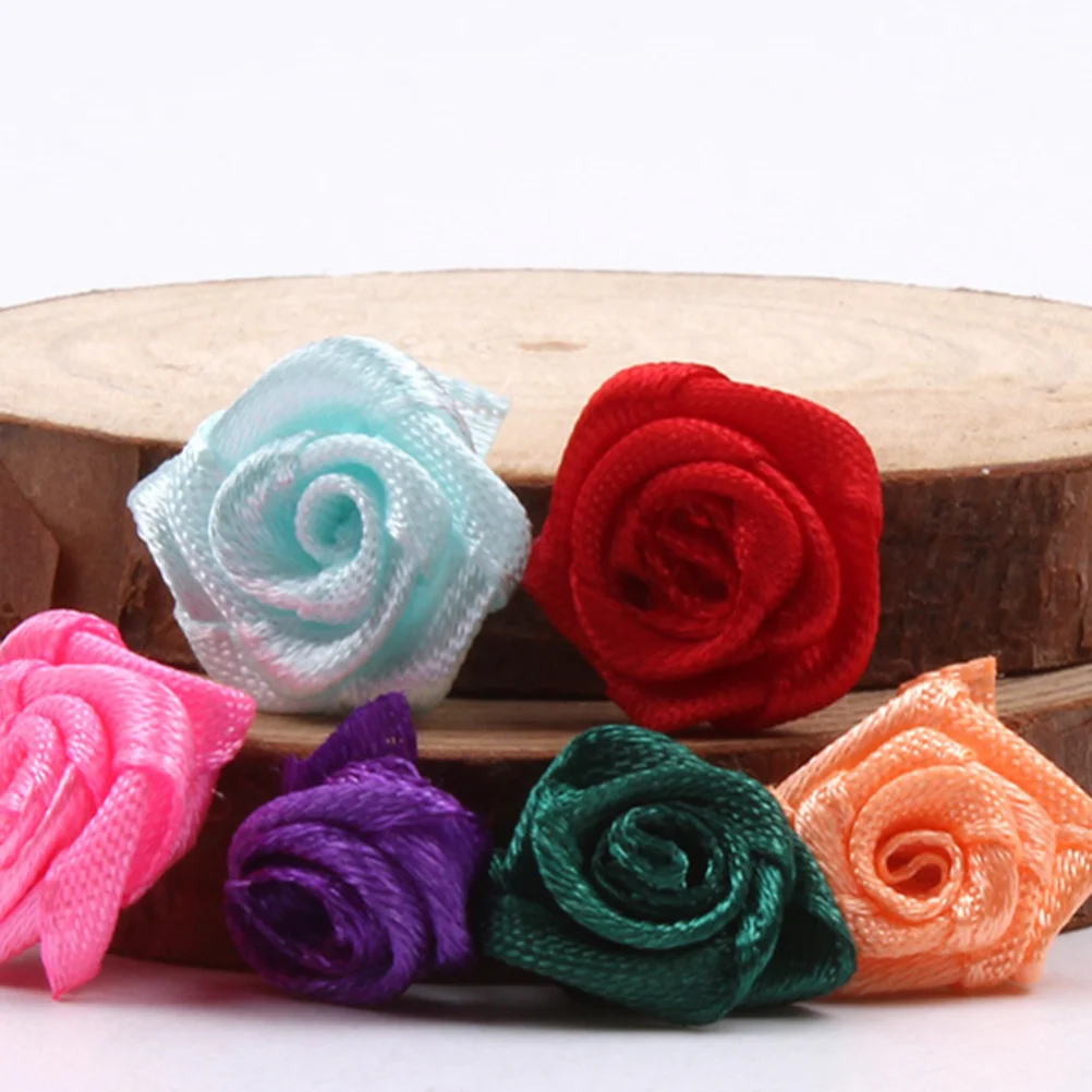 150 Pcs Artificial Rose Flower Material Bride Wedding Decor DIY Headdress Ornament Ribbon Flowers