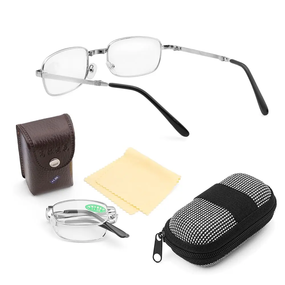 1 Pc Folding Reading Glasses with Box Ultra-light Rimless Magnetic Eyeglasses Unisex Vision Care Eyeware Degree +1.0~4.0