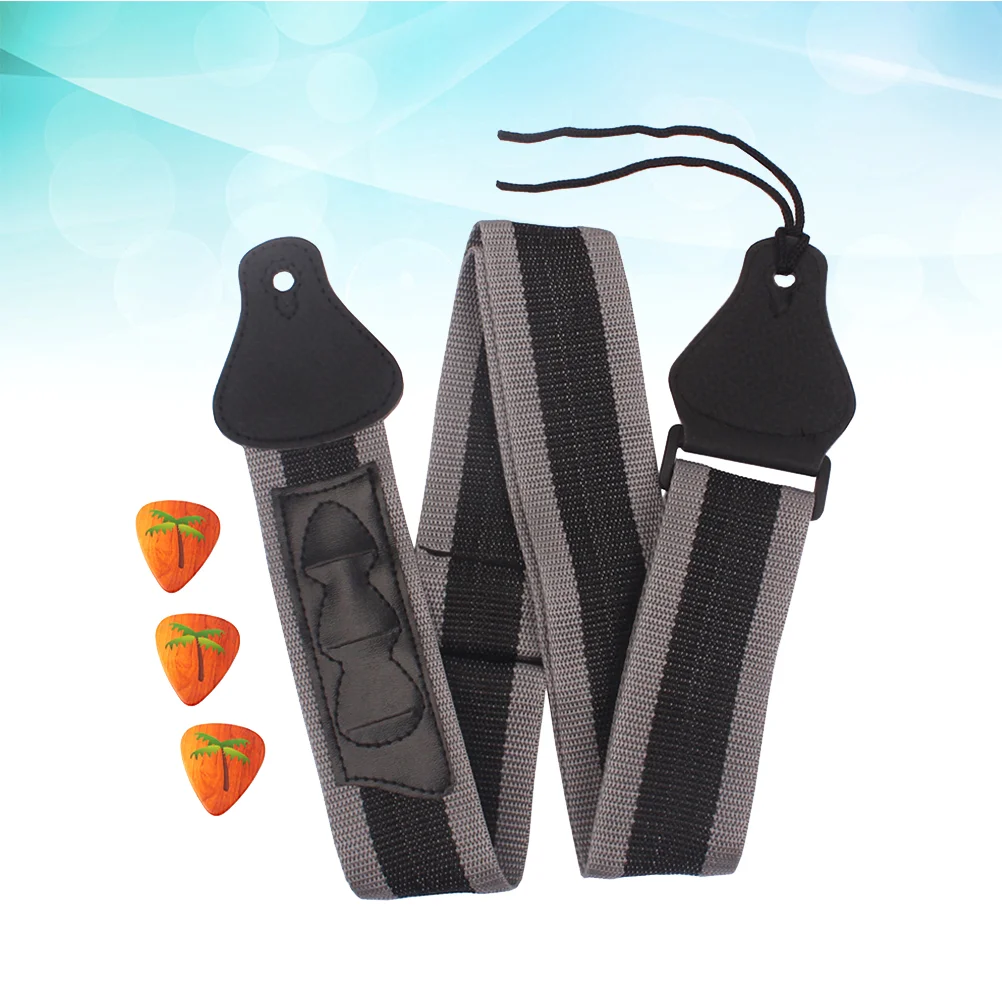 

Electric Acoustic Bass Guitar Strap Adjustable Belt 3 Pick Plectrums Holders Ends M43 Bass Strap