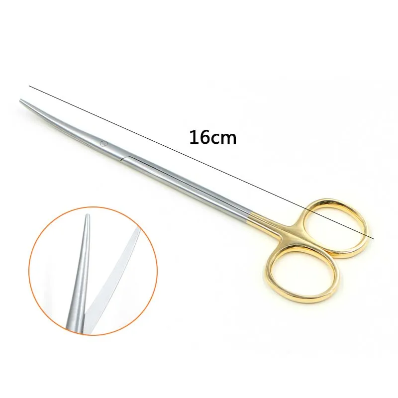 Ophthalmic stainless steel gold handle surgical scissors cosmetic plastic surgery instrument double eyelid tool 12.5/14.16cm