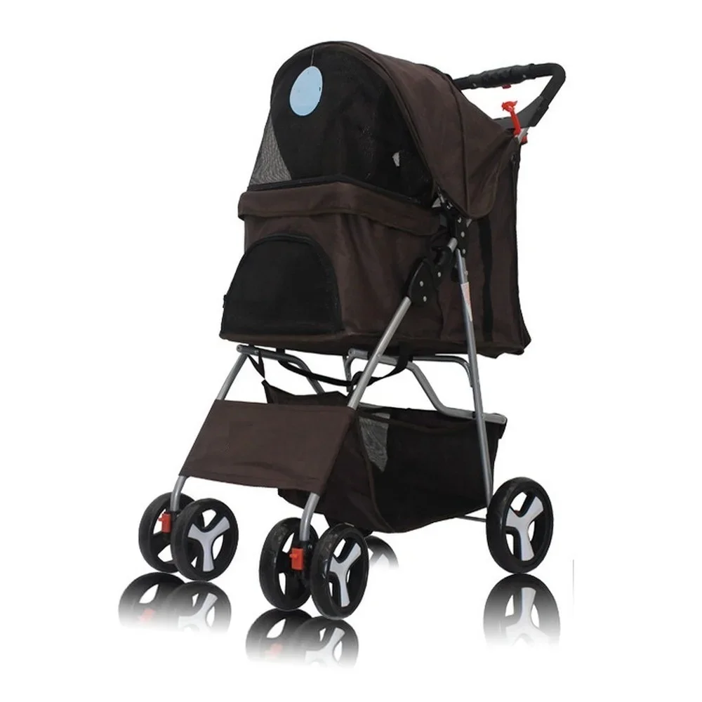 

One-Hand Retraction Pet Stroller for Cats/Dogs Breathable Animal Stroller with 4 Wheel and Storage Space Dog Stroller