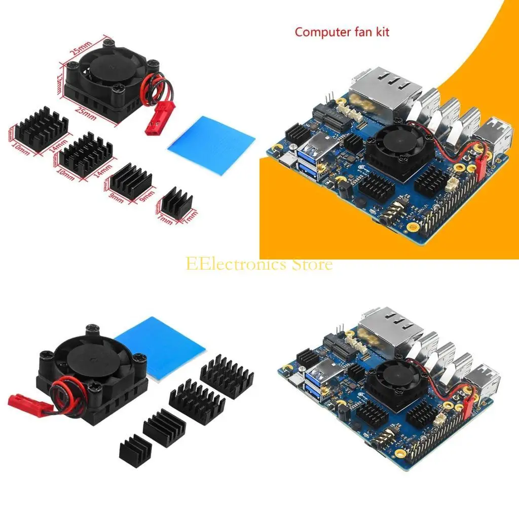 

B03C Quiet Aluminum Base Heatsink with Fan for Orange Pi 5 Plus Development Board Heat Sink Running Smoothly Cooler Radiators
