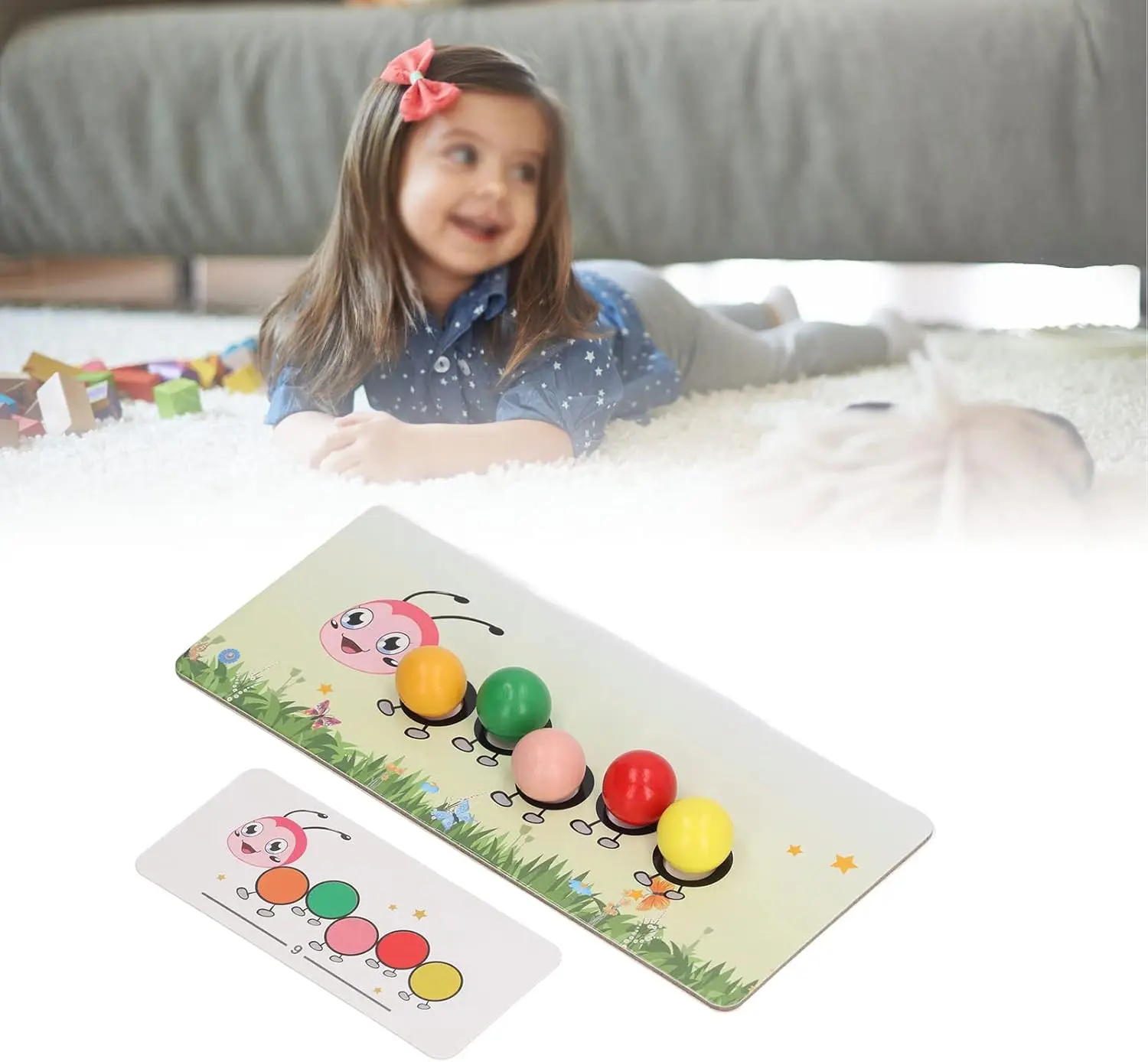 Puzzle de perles à clip en forme d'arc-en-ciel pour enfant, jouet en bois, ver, pilier, couleur anthracite, jeux de société, triage de documents, jeu d'association