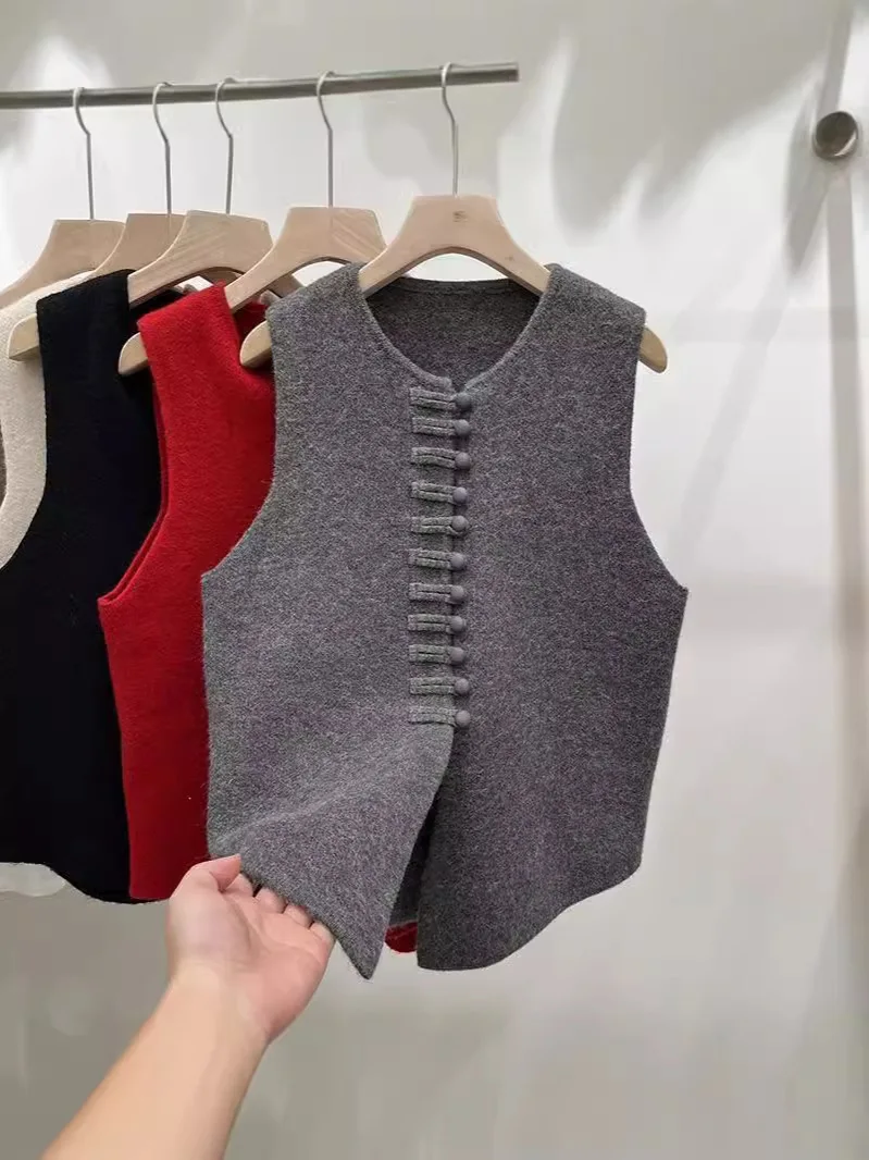 الخريف جديد الصينية Stijl Gesp خمر فقدان متعددة الأغراض ركاب Effen Kleur الرجعية واحدة الصدر سترة أنيقة