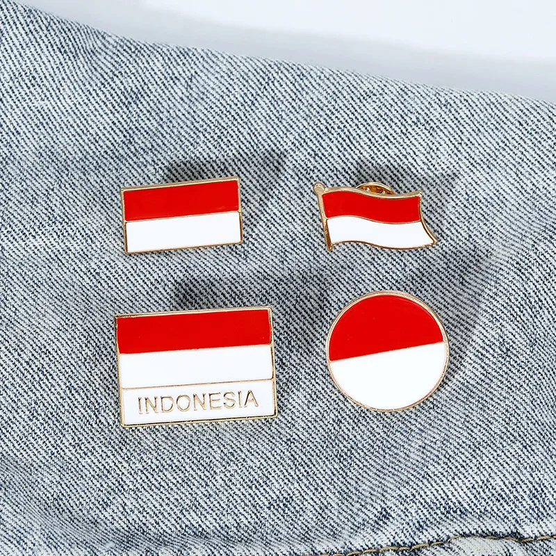 National Flag Pin Country Flag Metal Lapel Pin USA Indonesia Poland  Badges for Clothes Bag Hat Collar Jewelry Accessories Gifts