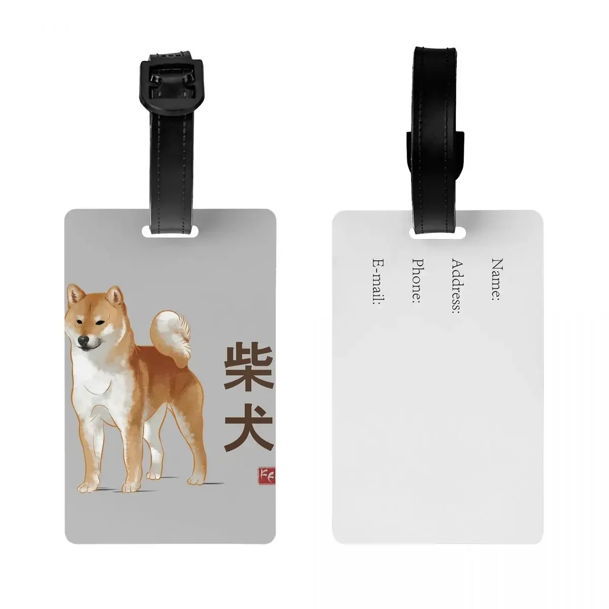 Dog Collection Japan Kanji Version Shiba Inu Dog Luggage Tags Suitcase Travel Baggage Boarding Tag Label Holder ID Name Address