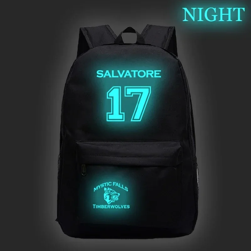 Fashion Salvatore 17 Pattern Luminous Backpack The Vampire Diaries Students Boys Girl School Bags Woman Men Laptop Shoulder Bags