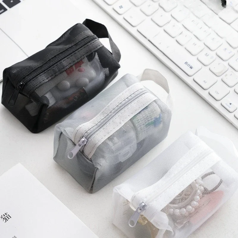 

Mesh Storage Bag Mini Portable Change Bag Headphone Data Cable Organizer Box Portable Lipstick Zipper Bag