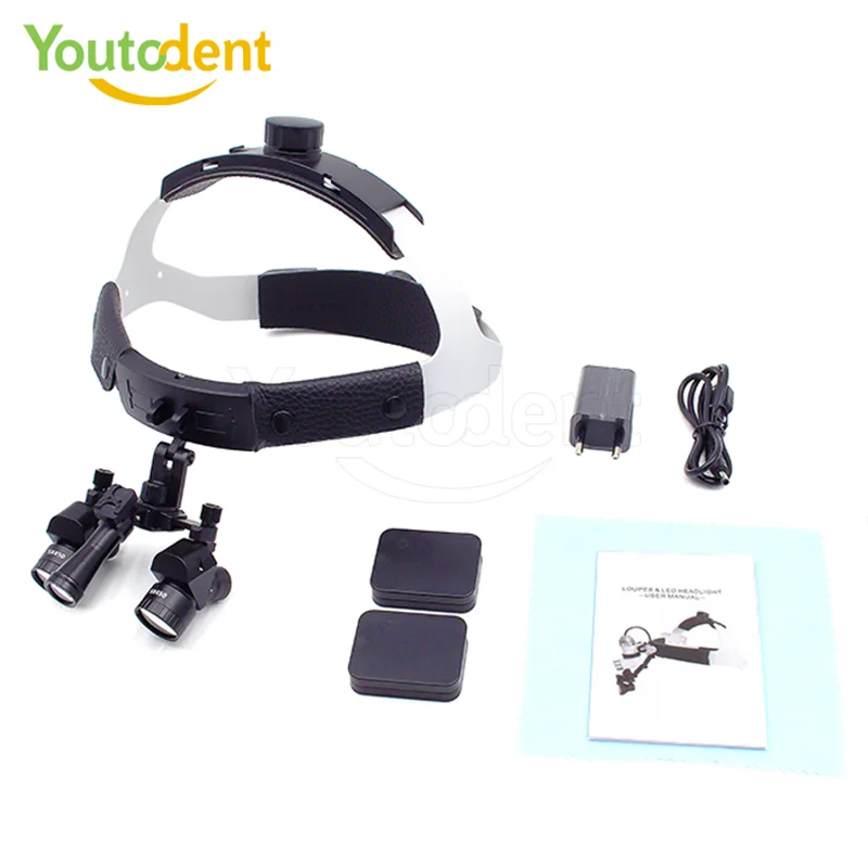 Dental Loupes with Light 4X-6X Dental Head Magnifier 5W ENT Headlight Dual Batteries Dental Magnifying Glass Surgical Headlight