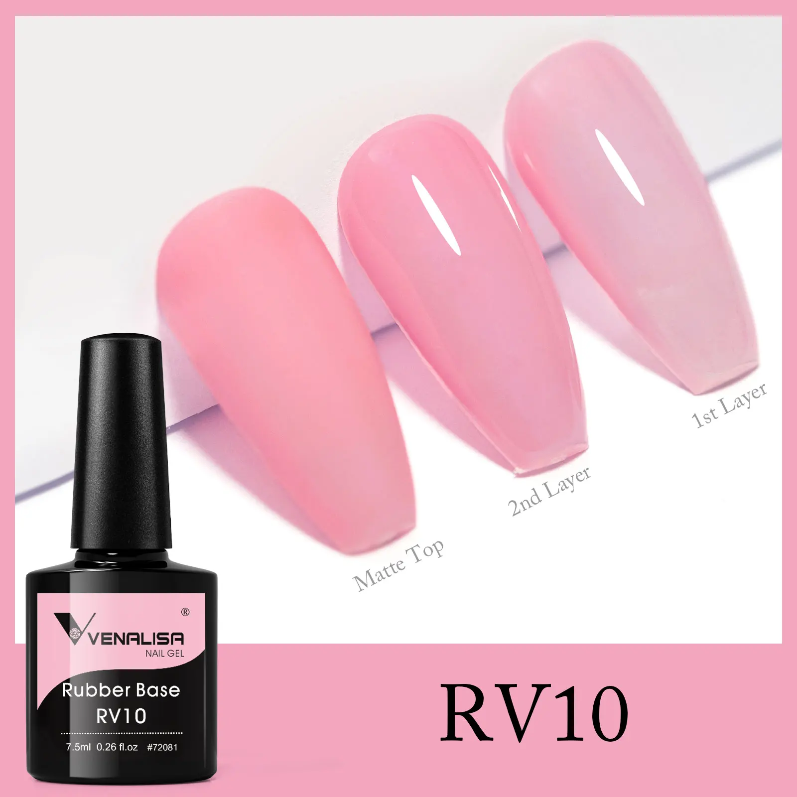 VENALISA Color Rubber Base Coat Jelly Color Halbtransparenter Nagelgellack 7,5 ml Gellack Große Abdeckung Beauty Nail Maniküre