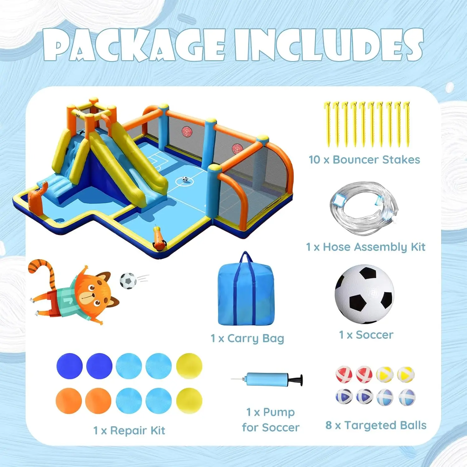 Giant Inflatable Water Slide Bounce House with Soccer Goals, Splash Pool and Climbing Wall - Outdoor Blow Up Water Park for Kids and Adults, Backyard Fun (Blower Not Included) view 6