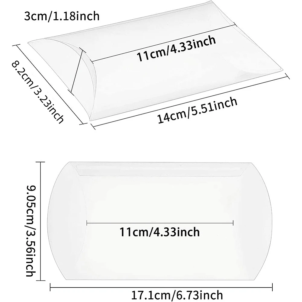 صندوق هدايا وسادة بلاستيكية لحلوى الحلوى لحفلات الزفاف صندوق تعبئة استحمام الطفل واضح 17.1x9.05x0.05 سنتيمتر الصندوق: 14x8.2x3 سنتيمتر #2