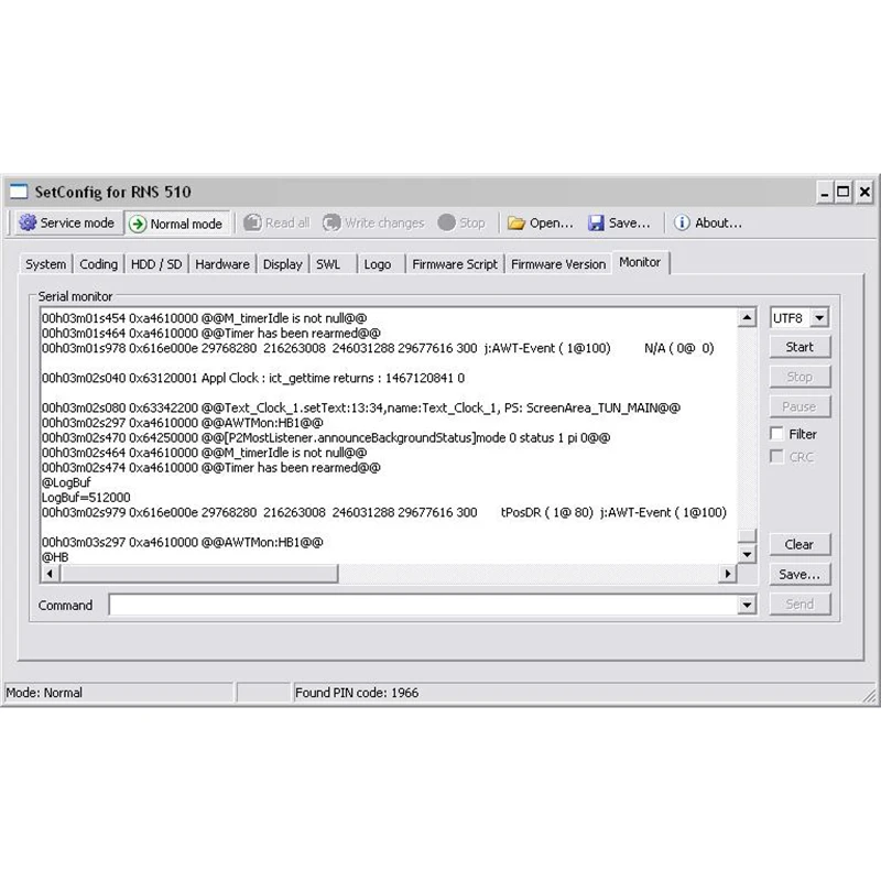 SetConfig 2.8.1 & 2.5.1 for RNS Identify Supports RNS810 RNS850 RNS510 Change the PIN Code Erase the NAND Memory