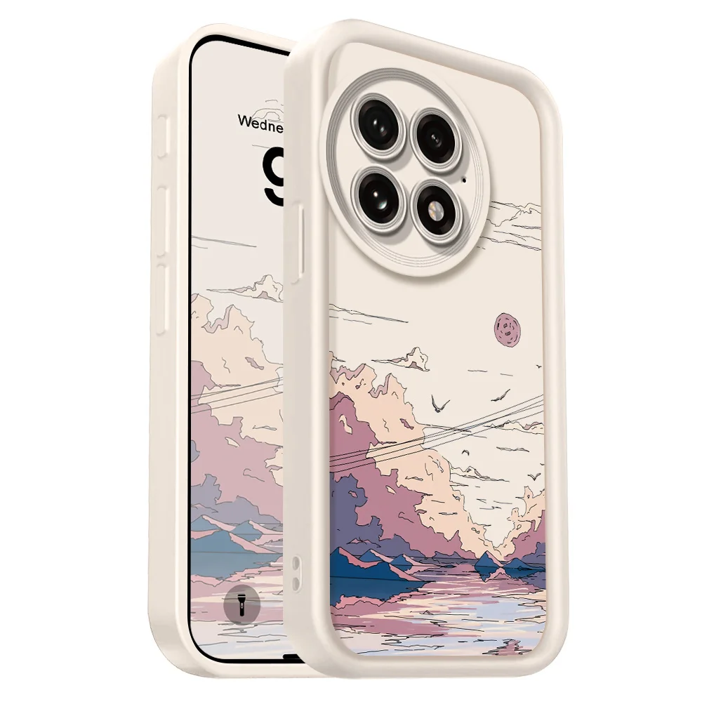 Coque de téléphone Misty River pour Oneplus 15 15R 13 13T 12 12R 11 11R 10R Nord CE 5 4 3 2 Lite 4G 5G, couverture souple en forme d'escalier