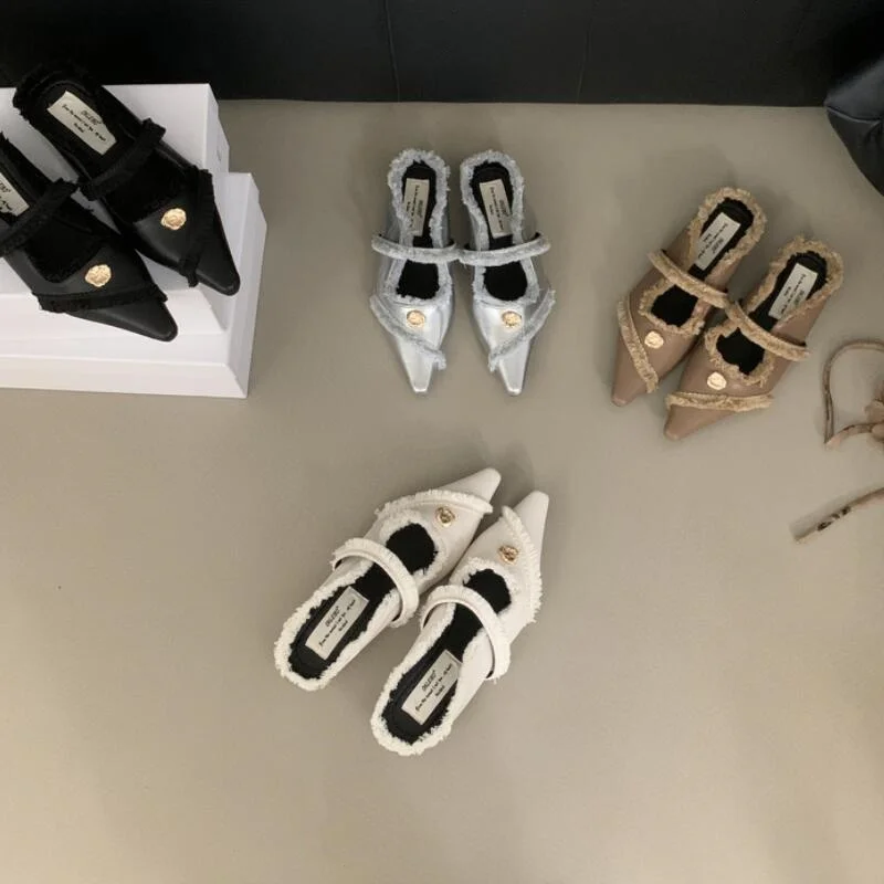 Zapatillas de punta estrecha con borlas para mujer, zapatos planos a la moda de diseñador, calzado para primavera y otoño, 2024