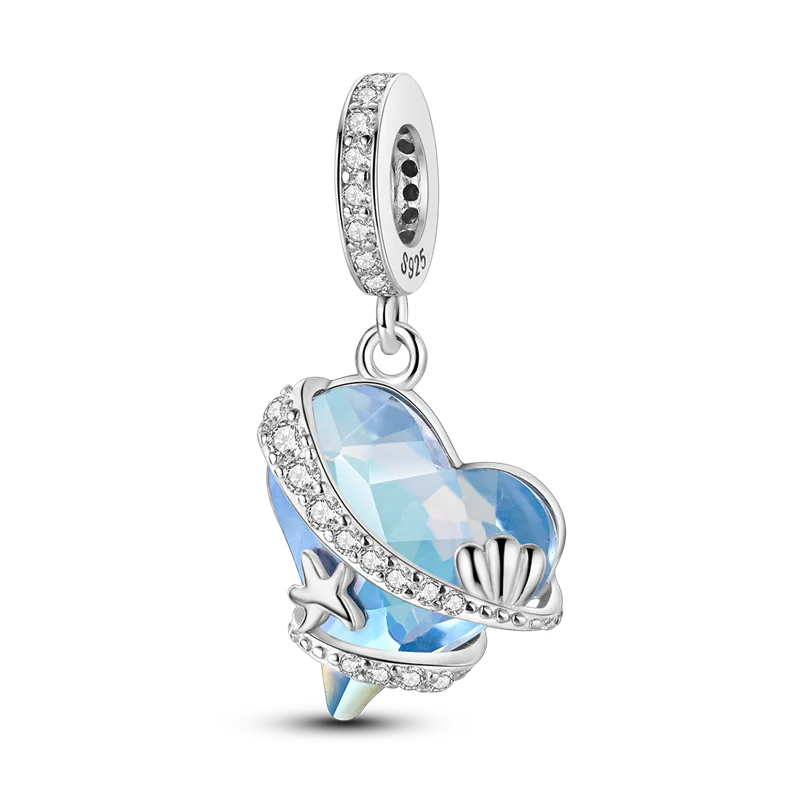 925 Sterling Silver First Aid Kit Charms Bead Sea Blue Gemstone Shell Starfish Pendants Fit Original Bracelet DIY Jewelry Gift