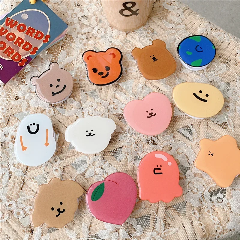 

Korean Cute Cartoon Bear Folding Phone Grip Holder Socket Pocket Support for IPhone Finger Ring Griptok Expanding Stand Bracket