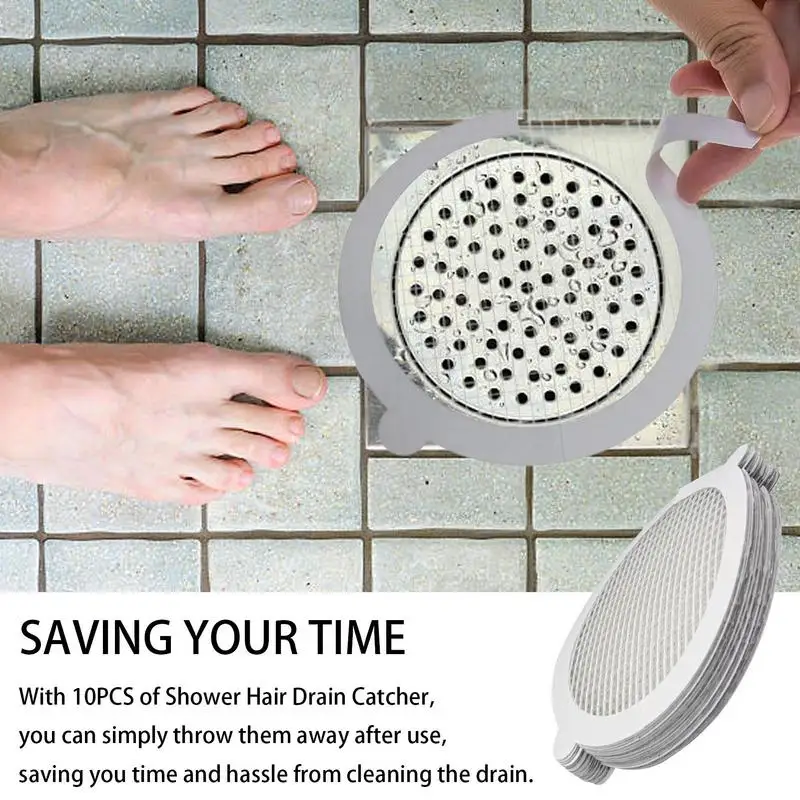 Drain Sticker Drain Stickers Filter Mesh Adhesive 10 Pieces Hair Catcher Drain Cover Bathroom Filter Sticker Hair Trapper For