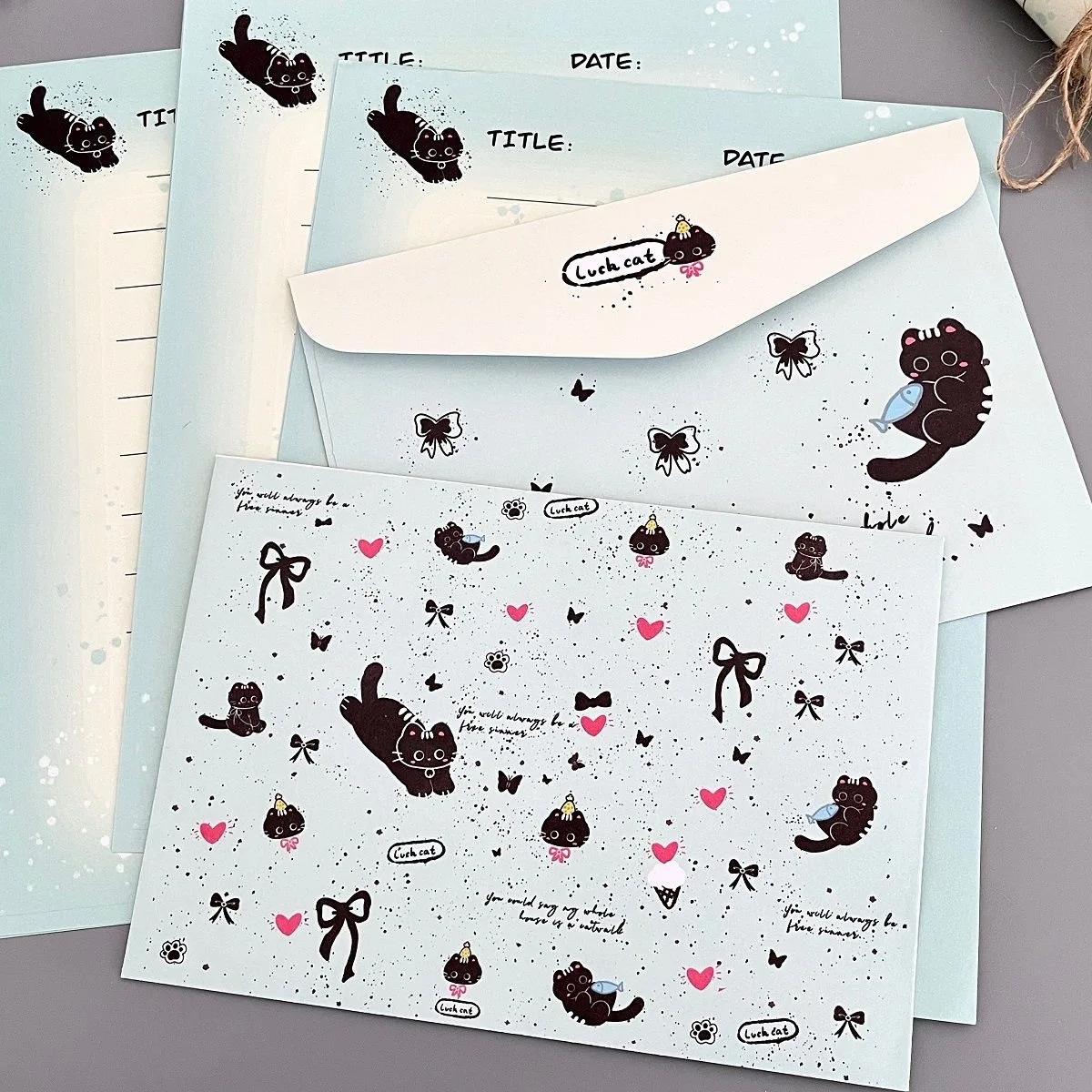 

Бумага для писем с рисунком кошки и брызгами чернил, красивая, милая, для рукописных писем, простая бумага для писем