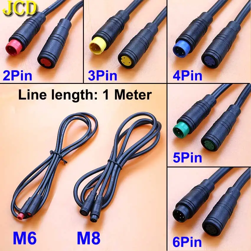 1pcs M6 M8 2 3 4 5 6 Pin Electric Bicycle Butt Joint Plug For Ebike Display Cable Male to Female Waterproof Aviation Connector