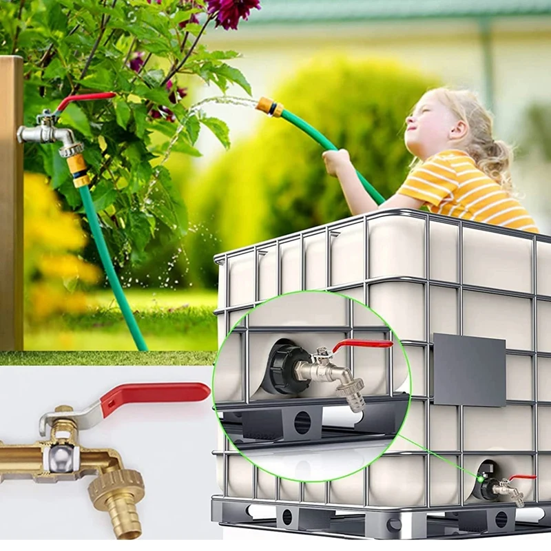 Contenedor IBC, accesorios de tanque Ibc de latón de 1/2 pulgada para tanque de agua S60X6, adaptador IBC de 1000L