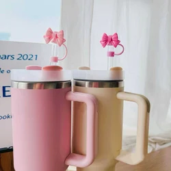 Cute Bow Straw Cap For Stanley Cup Food Grade Silicone Cover Heat-resistant Dust Proof Plug 10mm Sippy Cap Water Cup Accessories