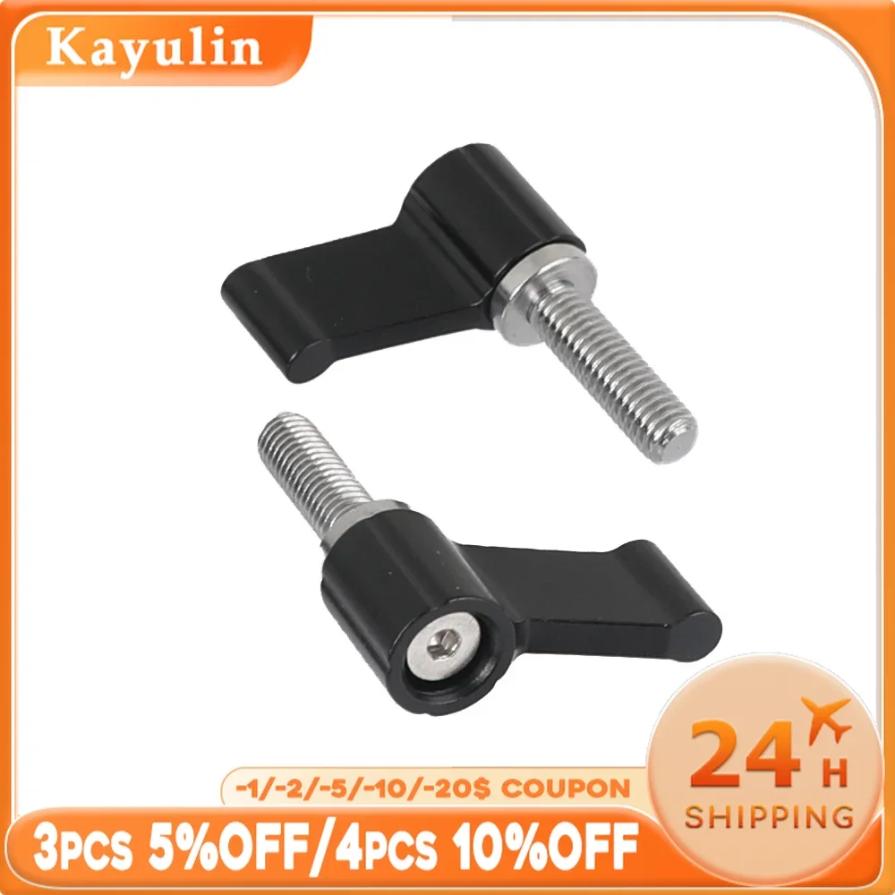 Kayulin M5 Male Threading（20mm long） Rotating Knob Adjustable Thumb Lever Screw Black Ratchet Wingnut with M5 Thread 2PCS