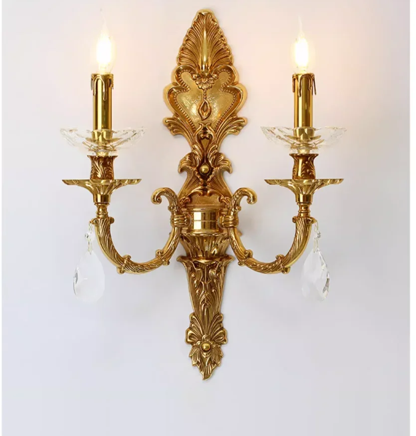 French Copper Wall Lamp W35cm H53cm American Retro Villa French Living Room Dining Room Bedroom Bedside Lamps Home Decoration