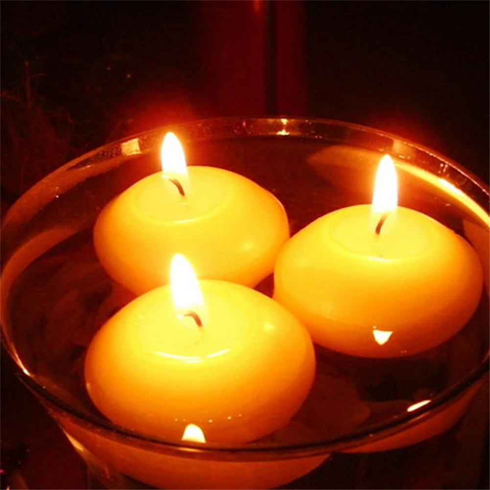 10Pcs/Lot Romantic Floating Candles Round Shape Water Floating Candle Wedding Event Birthday Party Decoration