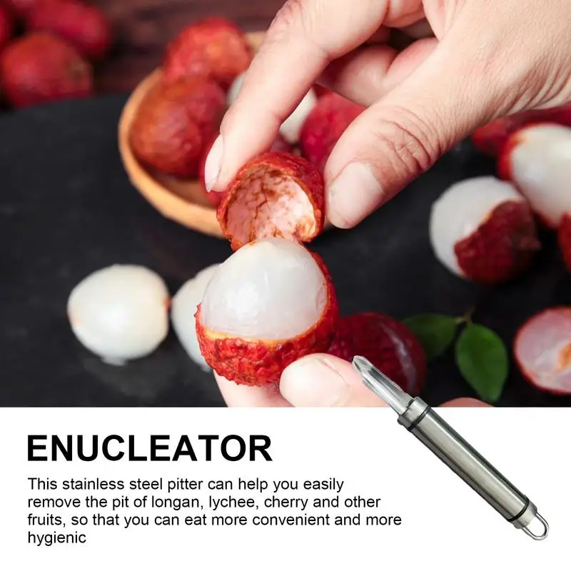 Stainless steel longan corer, household lychee peeling and fleshing tool, fresh longan lychee cherry quick corer Kitchen Gadgets