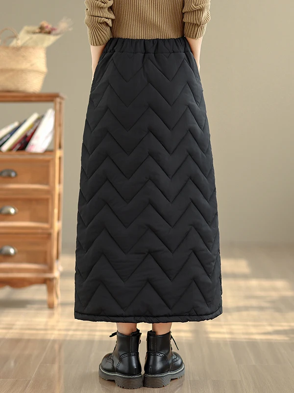 

Зимняя хлопковая юбка с высокой талией, удлиненной длины, наполненная пухом, женская юбка трапециевидной формы, прямой крой, теплая защита