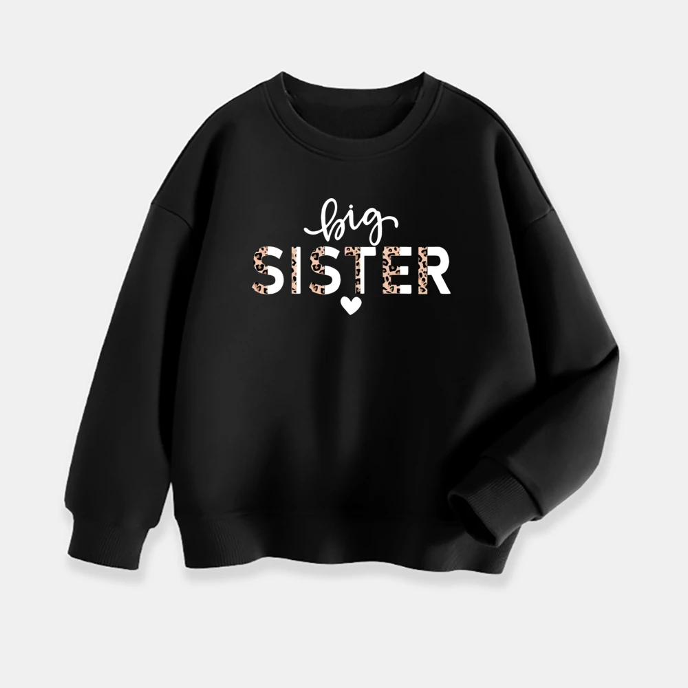 Big Sister Letter Print Child Pullover Sweatshirt Girl Boy Funny Casual Top Long Sleeve Warm Sweatshirt  Kid Crew Neck Clothing