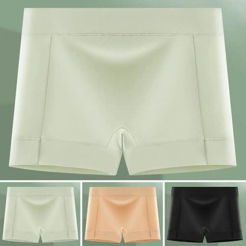 

Women Underwear Ice Silk Shorts Seamless Safety Panties Mid-rise Thin Bottoming Shorts Smooth Fabric Safety Shorts Underwear