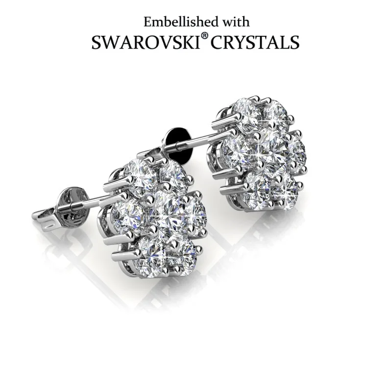 

Daisini Цветочные серьги-гвоздики для пирсинга, серебро 925 пробы, украшенные кристаллами Сваровски для женщин, 925, простые индивидуальные украшения