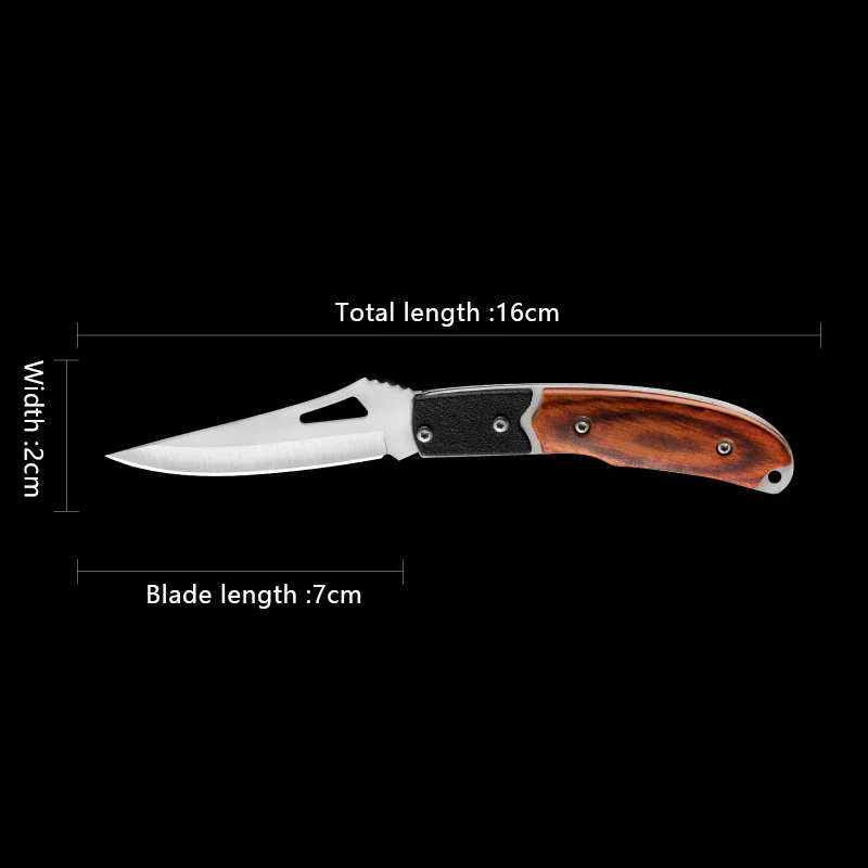 Cuchillo plegable de acero inoxidable para fruta, cuchillo de bolsillo para exteriores, cuchillo pequeño para acampar, perfecto para frutas y