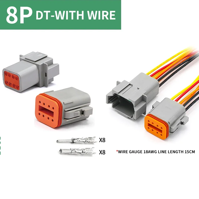 

5/10/100 Sets Deutsch Type Connector Male Female Waterproof DT Connectors 8-Pin Dt04-8p Dt06-8s ,Sealable,8 Position