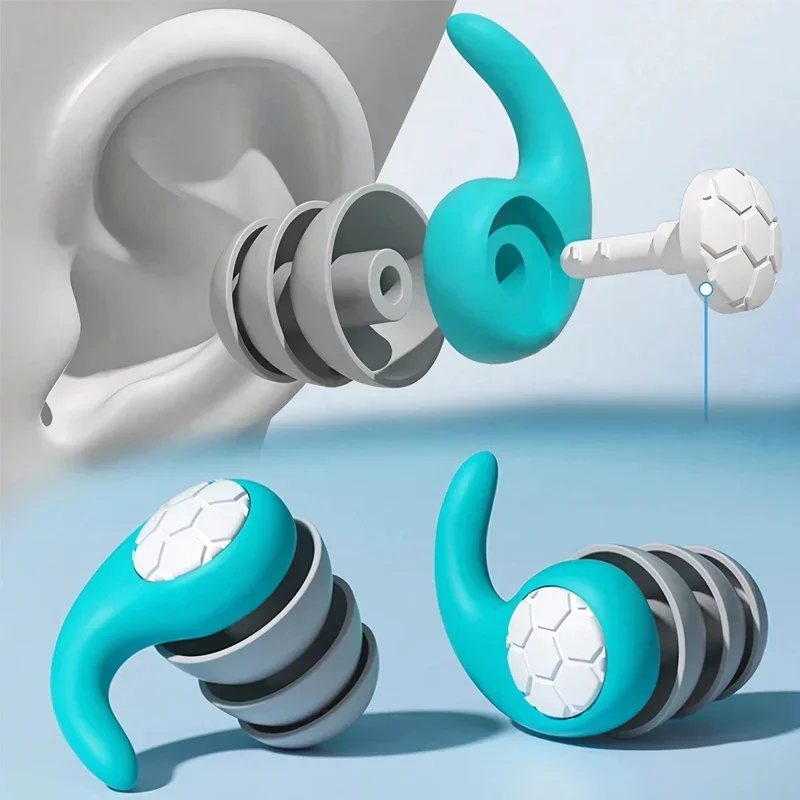 1 Pair Soft Silicone Earplugs Noise Canceling Waterproof Comfortable Fit for Sleep Swimming Creating A Silent Environment