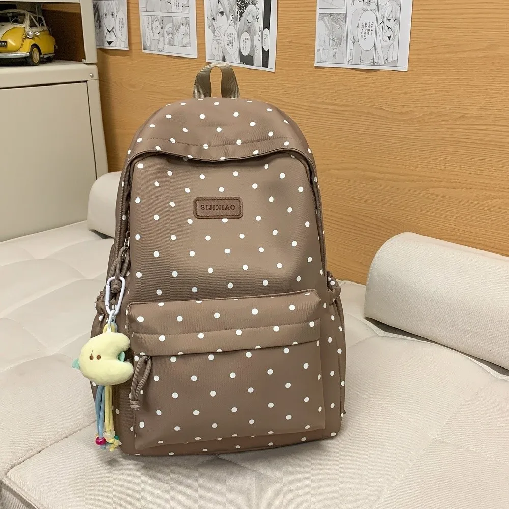 Täglicher Doppelschulter-Rucksack mit Polka-Dots, Große Kapazität, Leichter Reiserucksack, Niedliche Wasserdichte Schultasche für Wandern – Detail 4