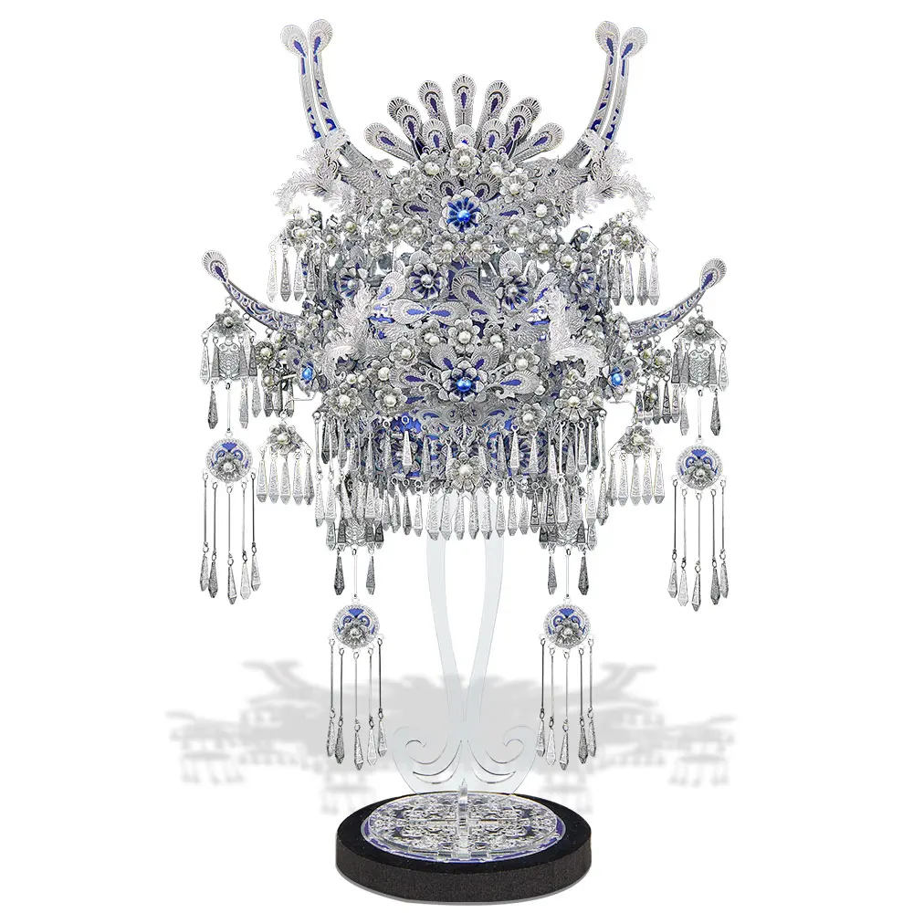 Piececool 3D Puzzles for Adult Tiara-Miao Silversmithing Tiara Hair Crown with Tassels 3D Model Kit DIY Jigsaw for Collection