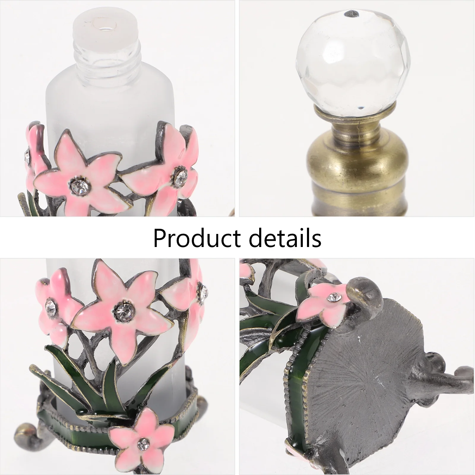 زجاجة عطر زجاجية غريبة على طراز الشرق الأوسط، حامل زيت عطري قابل لإعادة الملء، زجاجة تخزين عطر عتيقة، صغيرة فارغة #4